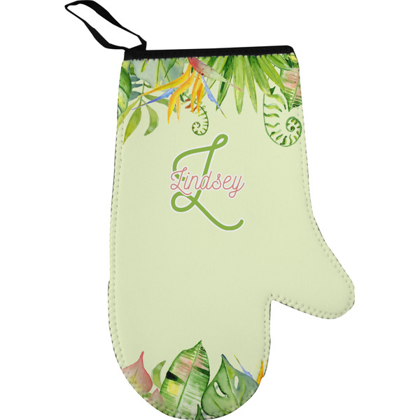 Custom Tropical Leaves Border Right Oven Mitt (Personalized)