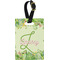 Tropical Leaves Border Plastic Luggage Tag - Rectangular w/ Name and Initial