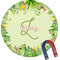 Tropical Leaves Border Personalized Round Fridge Magnet