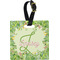 Tropical Leaves Border Plastic Luggage Tag - Square w/ Name and Initial