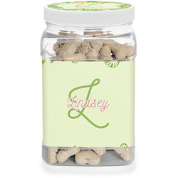 Tropical Leaves Border Dog Treat Jar (Personalized)