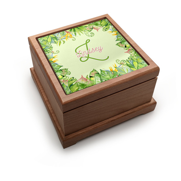 Custom Tropical Leaves Border Pet Urn (Personalized)