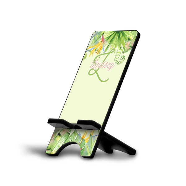 Custom Tropical Leaves Border Cell Phone Stand (Large) (Personalized)