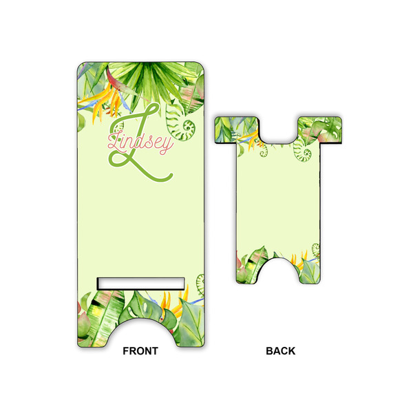 Tropical Leaves Border Phone Stand - Front & Back