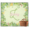 Tropical Leaves Border Picnic Blanket - Flat - With Basket