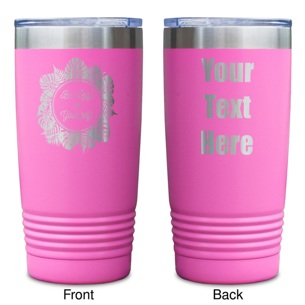 Tropical Leaves Border Pink Polar Camel Tumbler - 20oz - Double Sided - Approval