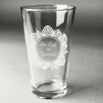 Tropical Leaves Border Pint Glass - Engraved (Personalized)