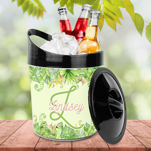Tropical Leaves Border Plastic Ice Bucket - LIFESTYLE