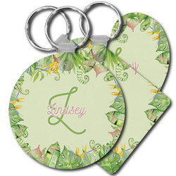 Tropical Leaves Border Plastic Keychain (Personalized)