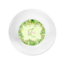 Tropical Leaves Border Plastic Party Appetizer & Dessert Plates - 6" (Personalized)