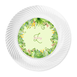Tropical Leaves Border Plastic Party Dinner Plates - 10" (Personalized)
