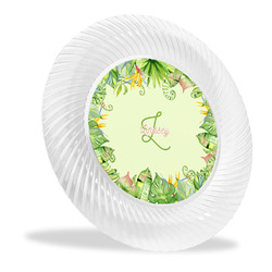 Tropical Leaves Border Plastic Party Dinner Plates - 10" (Personalized)
