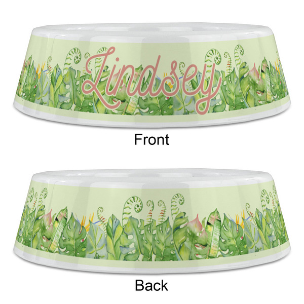 Tropical Leaves Border Plastic Pet Bowls - Large - APPROVAL