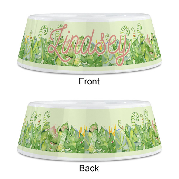 Tropical Leaves Border Plastic Pet Bowls - Medium - APPROVAL