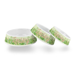 Tropical Leaves Border Plastic Dog Bowl (Personalized)