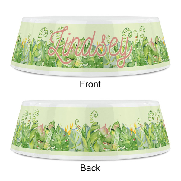 Tropical Leaves Border Plastic Pet Bowls - Small - APPROVAL