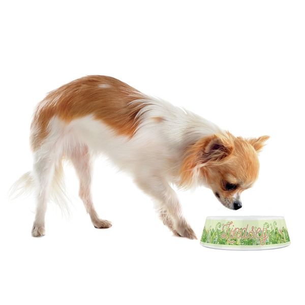 Tropical Leaves Border Plastic Pet Bowls - Small - LIFESTYLE