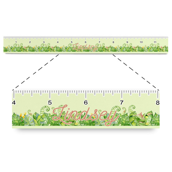 Custom Tropical Leaves Border Plastic Ruler - 12" (Personalized)