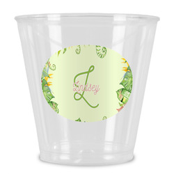 Tropical Leaves Border Plastic Shot Glass (Personalized)