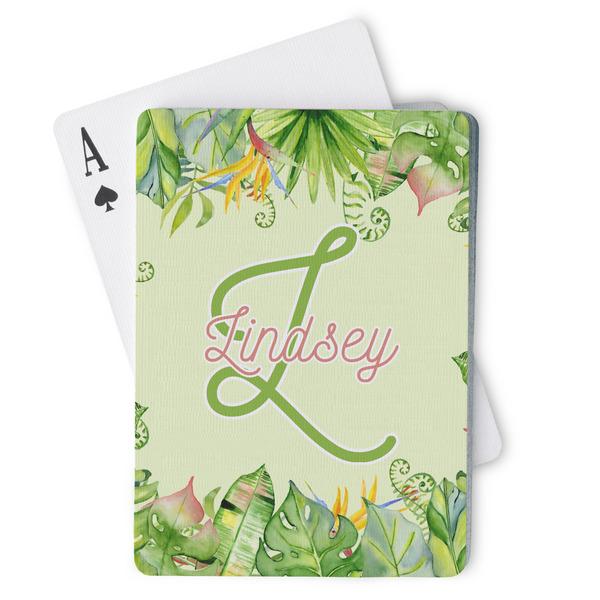 Custom Tropical Leaves Border Playing Cards (Personalized)