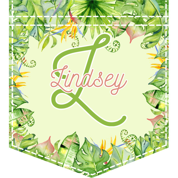 Custom Tropical Leaves Border Iron On Faux Pocket (Personalized)