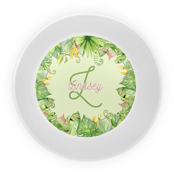 Tropical Leaves Border Melamine Bowl - Center