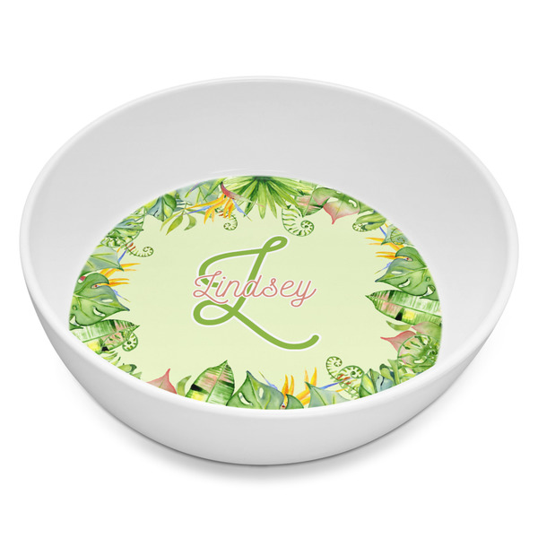 Custom Tropical Leaves Border Melamine Bowl - 8 oz (Personalized)