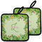 Tropical Leaves Border Pot Holders - Set of 2 w/ Name and Initial