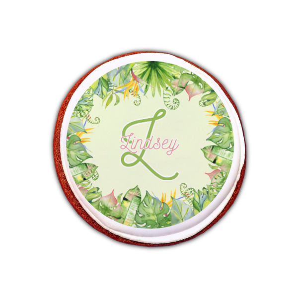 Tropical Leaves Border Printed Icing Circle - XSmall - On Cookie