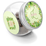 Tropical Leaves Border Puppy Treat Jar (Personalized)