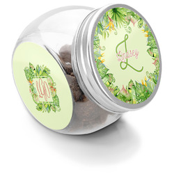 Tropical Leaves Border Puppy Treat Jar (Personalized)