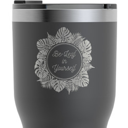Tropical Leaves Border RTIC Tumbler - Black - Engraved Front (Personalized)