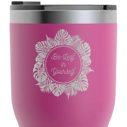 Tropical Leaves Border RTIC Tumbler - Magenta - Laser Engraved - Double-Sided (Personalized)