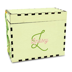 Tropical Leaves Border Wood Recipe Box - Full Color Print (Personalized)