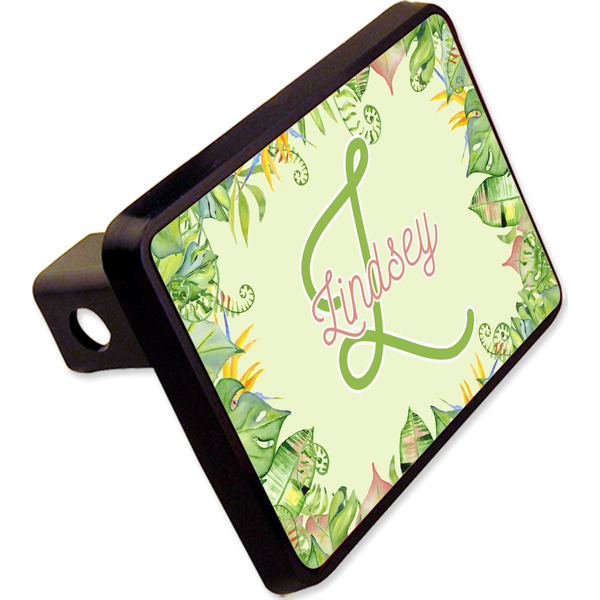 Custom Tropical Leaves Border Rectangular Trailer Hitch Cover - 2" (Personalized)