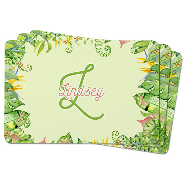 Tropical Leaves Border Rectangular Fridge Magnet - THREE
