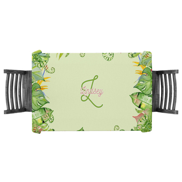 Custom Tropical Leaves Border Tablecloth - 58"x58" (Personalized)