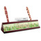 Tropical Leaves Border Red Mahogany Nameplates with Business Card Holder - Angle