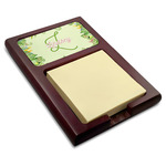Tropical Leaves Border Red Mahogany Sticky Note Holder (Personalized)