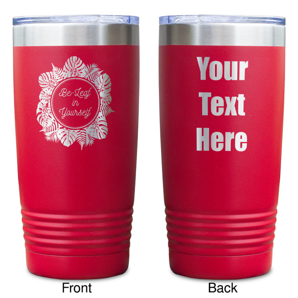 Tropical Leaves Border Red Polar Camel Tumbler - 20oz - Double Sided - Approval