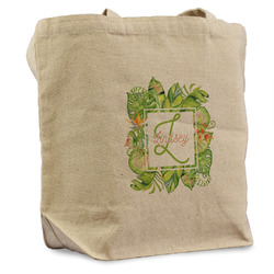 Tropical Leaves Border Reusable Cotton Grocery Bag - Single (Personalized)