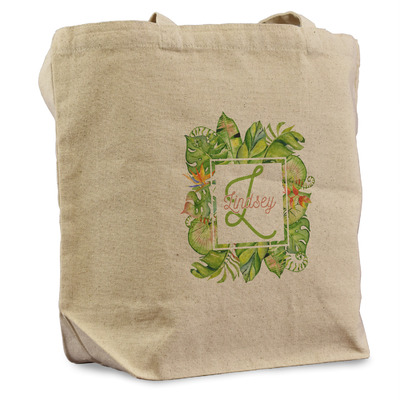 Tropical Leaves Border Reusable Cotton Grocery Bag (Personalized)