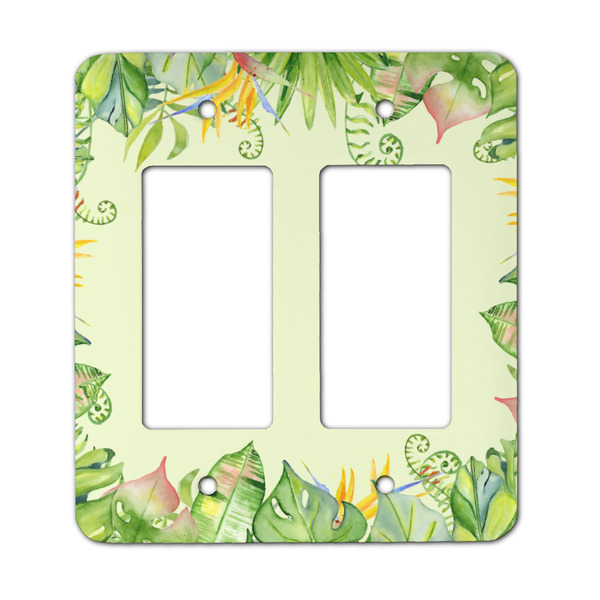 Custom Tropical Leaves Border Rocker Style Light Switch Cover - Two Switch