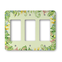 Tropical Leaves Border Rocker Style Light Switch Cover - Three Switch