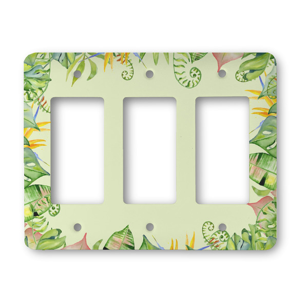 Custom Tropical Leaves Border Rocker Style Light Switch Cover - Three Switch
