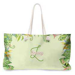 Tropical Leaves Border Large Tote Bag with Rope Handles (Personalized)