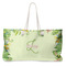 Tropical Leaves Border Large Rope Tote Bag - Front View