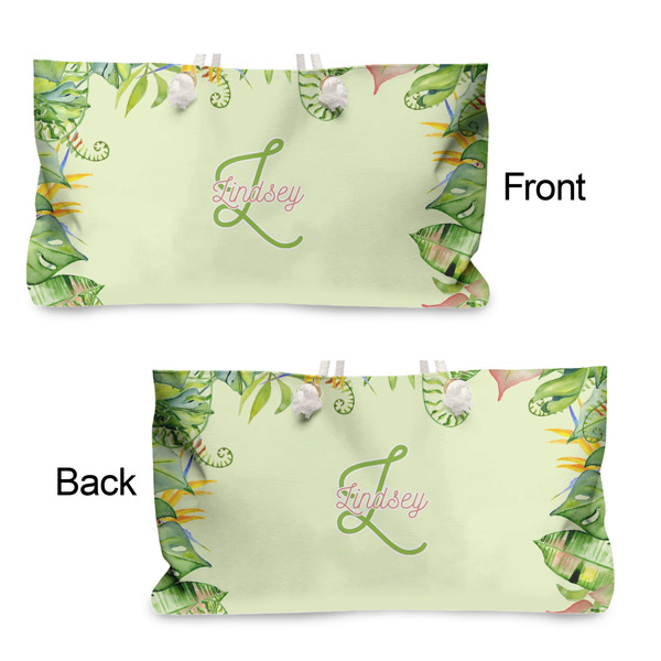 Tropical Leaves Border Large Rope Tote - From & Back View