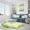 Tropical Leaves Border Round Area Rug - IN CONTEXT