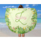 Tropical Leaves Border Round Beach Towel - In Use